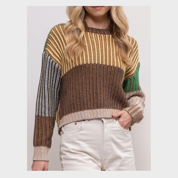 NWOT Lounger Sweater: Brown Multi - Picture 1 of 2